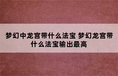 梦幻中龙宫带什么法宝 梦幻龙宫带什么法宝输出最高